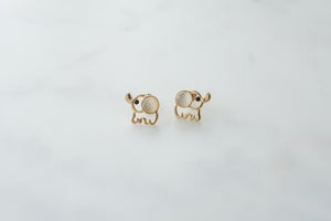 Gold Elephant Earrings (4295633961040)