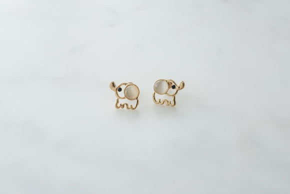 Gold Elephant Earrings (4295633961040)